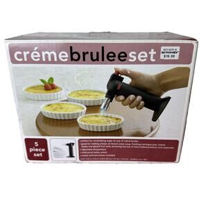 5 PIECE CRÈME BRÛLÉE‎ SET White Ceramic Torch Dessert NEW Open Box